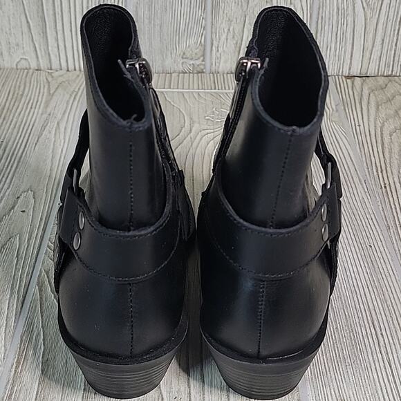 Sun + Stone Pheobie Leather Square Toe Harness Moto Ankle Boots Womens 5 NEW - Picture 6 of 14